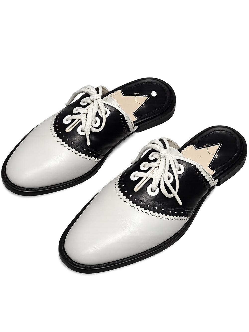 Altuzarra Black White Saddle Mule Loafers Leather Made Italy EU 39